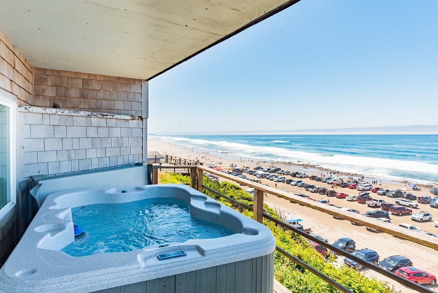 Seagull Beachfront Inn has private Jacuzzi on balcony
