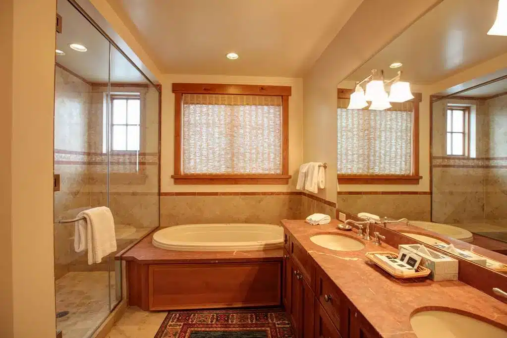 The Lodge at Spruce Peak has suites with private spa tubs